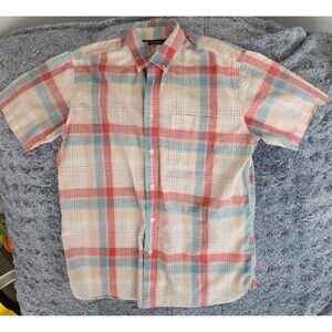 Mens Orvis Casual Button Down Dress Shirt Size Large Plaid Print